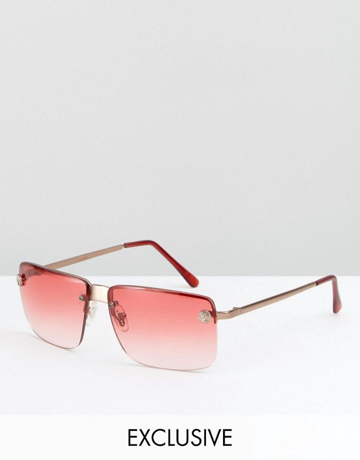 Reclaimed Vintage Inspired Aviator Sunglasses In Pink - Pink