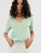 Weekday Last V-neck T-shirt In Green - Green