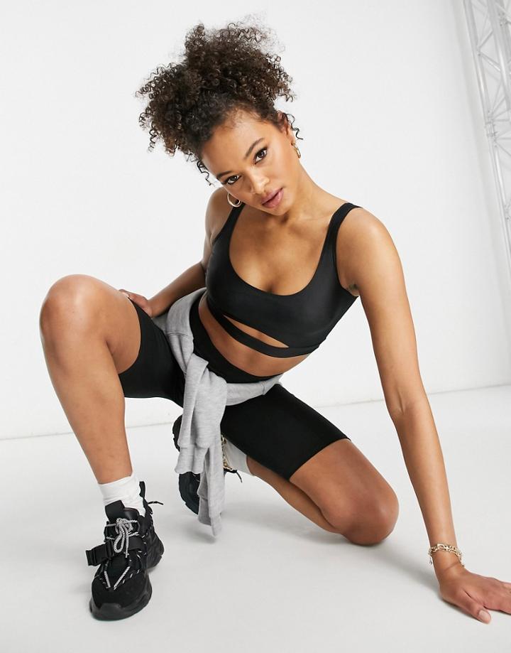 Flounce London Gym Fitted Crop Top In Black