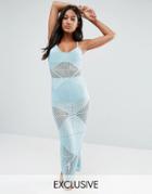 South Beach Crochet Maxi Dress - Blue