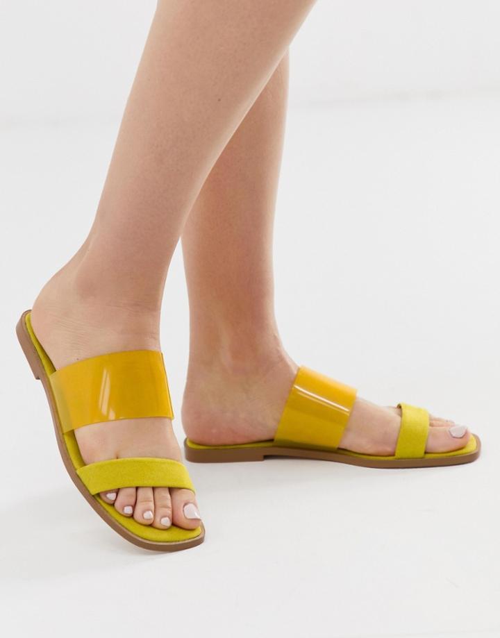 Asos Design Flirt Clear Slides - Yellow