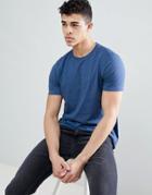 Asos Design Longline T-shirt With Crew Neck In Blue - Blue
