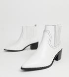 Miss Selfridge Western Boots In White-black