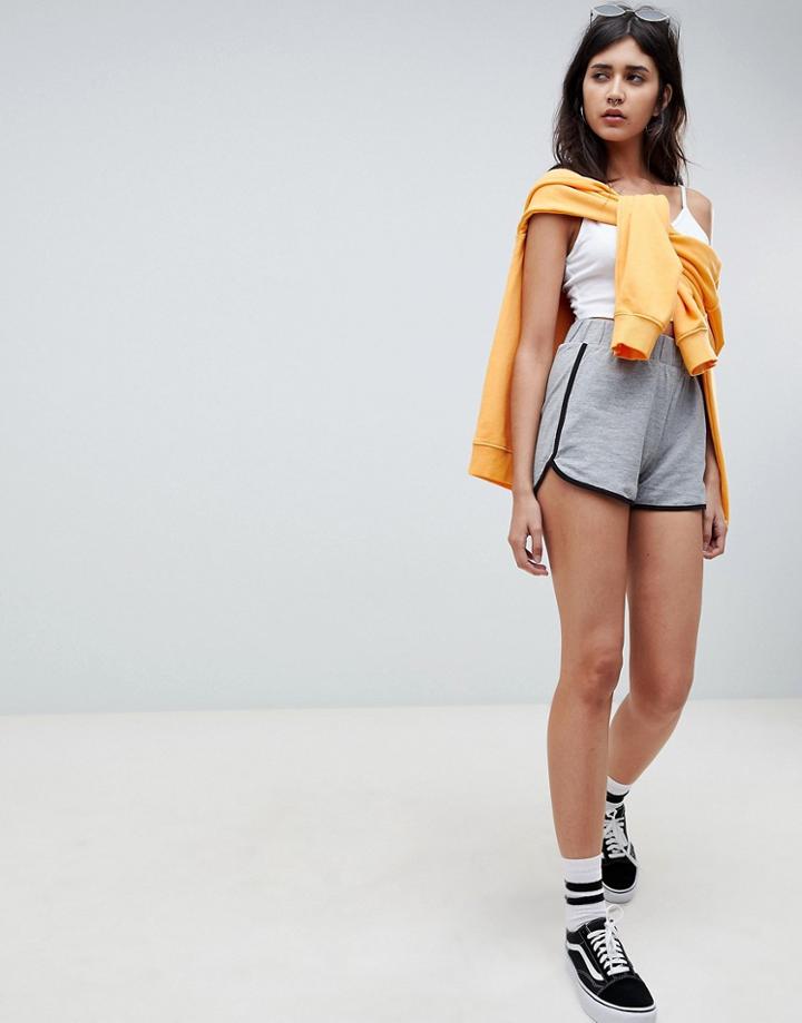 Noisy May Sweat Running Shorts With Contrast Trim - Gray