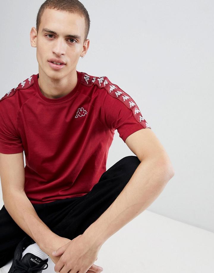 Kappa T-shirt With Logo Taping In Red - Red