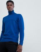 Esprit Cashmere Blend Roll Neck Sweater In Blue - Blue
