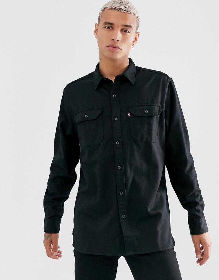 Levi's Youth Jackson Tab Logo Worker Shirt In Caviar Black