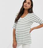 Asos Design Maternity Nursing V Neck T-shirt In Stripe