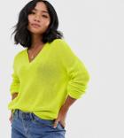 Brave Soul Petite Kansas V-neck Sweater - Green
