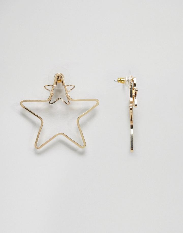 Asos Open Star Swing Earrings - Gold