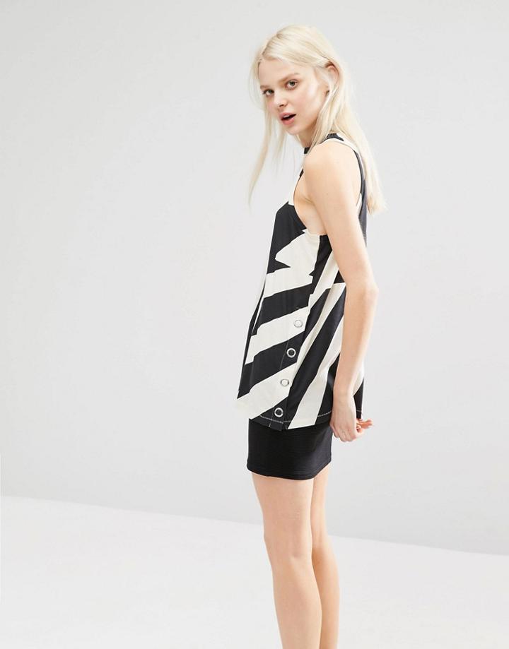 Cheap Monday Striped Tank With Side Poppers - Light Beige
