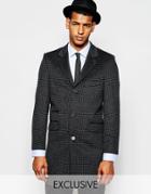 Feraud Premium 80% Wool Houndstooth Coat - Gray