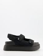 Bershka Quilted Sporty Sandal In Black