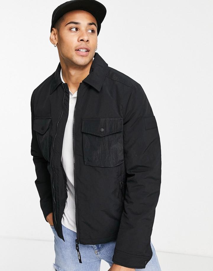 Calvin Klein Ripstop Shirt Jacket In Black