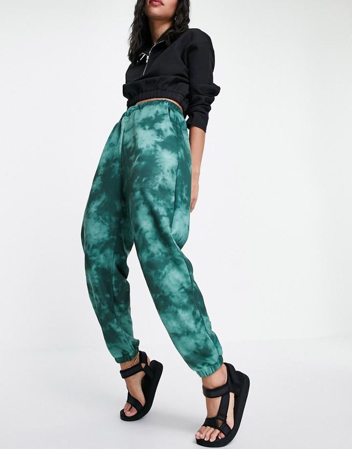 Asos Design Tie Dye Sweatpants In Green