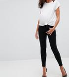 Asos Maternity Ridley Skinny Jeans In Clean Black With Under The Bump Waistband - Black