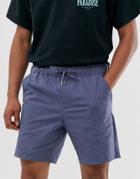Asos Design Slim Shorts In Blue Nylon - Blue