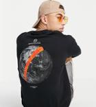 Selected Homme Long Sleeve Oversized T-shirt With Earth Back Print In Black Exclusive To Asos