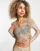 Topshop Blurred Animal Spot Top In Neutral