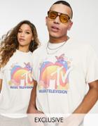 Reclaimed Vintage Inspired Unisex Licensed Mtv Graphic T-shirt In Ecru-white