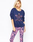 Adidas Oversized Sweatshirt With Baroque Ornament Trefoil Print - Dk Blue