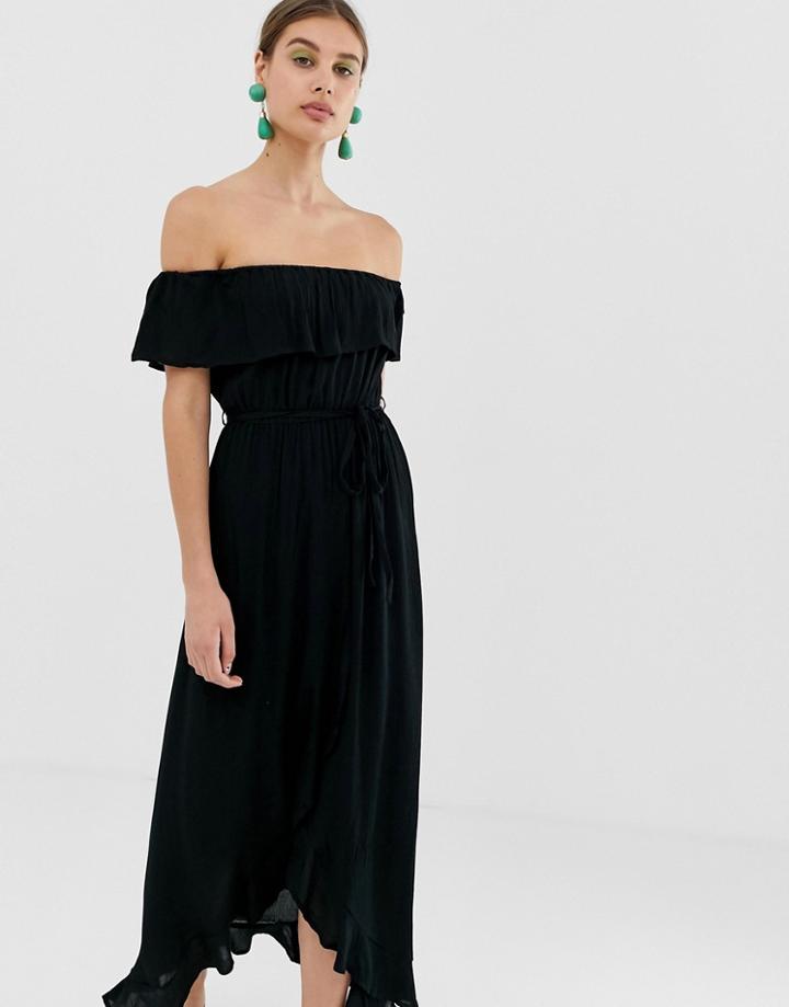 River Island Maxi Dress With Frill In Black