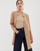 Asos Design Coat With Notch Lapel-stone