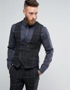 Noose & Monkey Super Skinny Harris Tweed Vest - Black