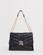 River Island Quilted Underarm Bag In Black