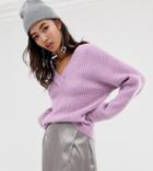 River Island V Neck Sweater In Lilac - Purple