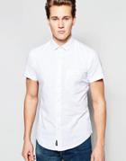 Threadbare Cotton Linen Short Sleeve Shirt - White