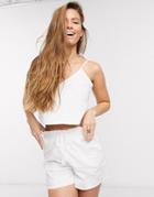 Urban Bliss Broderie Tie Strap Cami Top Two-piece In White