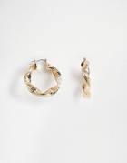 Asos Design Hoop Earrings In Chunky Twist Design In Gold - Gold