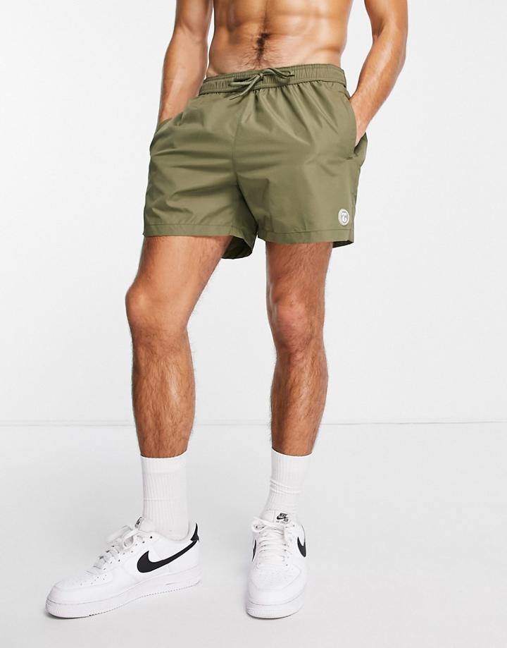 Topman Classic Swim Shorts In Khaki-green