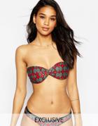 Wolf & Whistle Twist Print Bandeau Bikini Top B-g - Multi