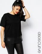 Asos Curve T-shirt With Sheer Panel - Black