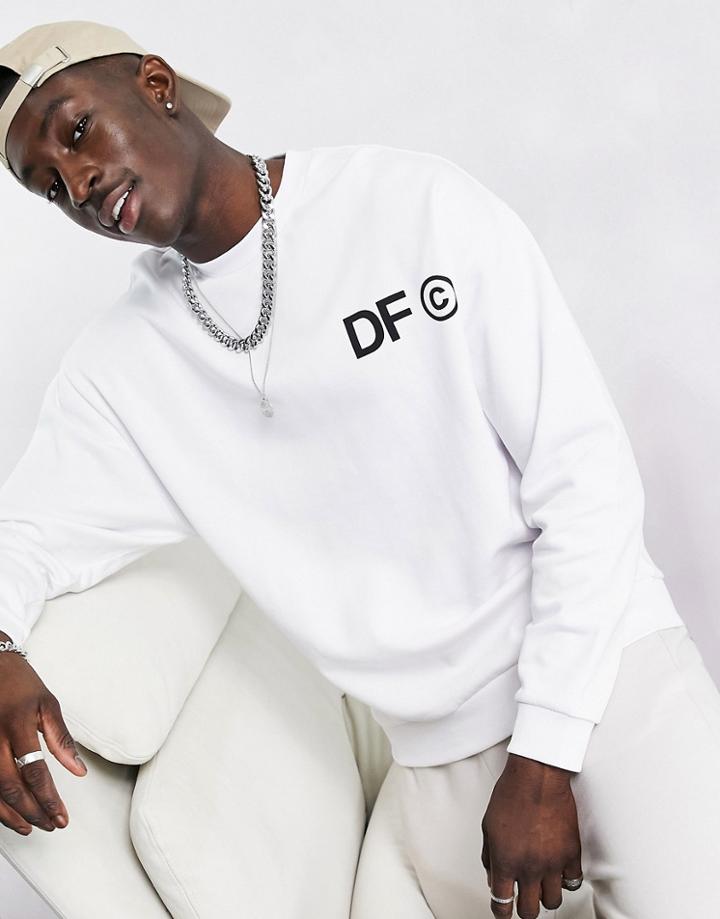 Asos Dark Future Sweatshirt In White With Chest Print