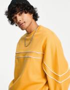 Asos Design Oversized Sweatshirt With Piping In Yellow - Part Of A Set