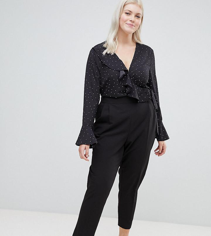 Asos Design Curve High Waist Tapered Pants-black