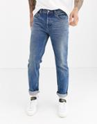 Asos Design Cone Mill Denim Original Fit 'american Classic' Jeans In Vintage Dark Wash Blue