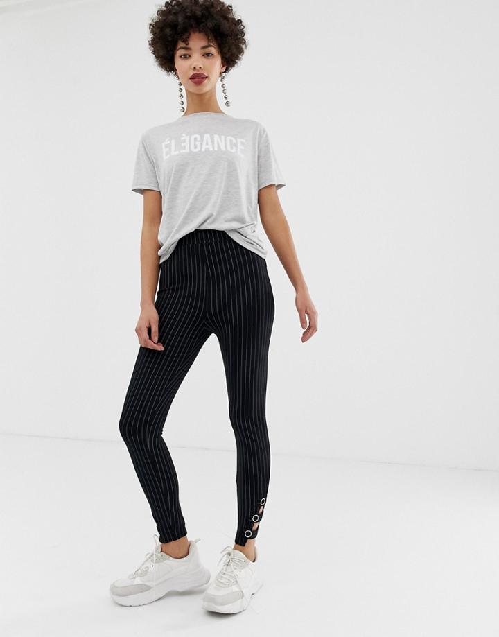 River Island Leggings In Pinstripe-black