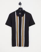 Threadbare Stripe Polo In Black