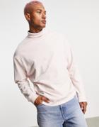 Asos Design Oversized Sweatshirt With Funnel Neck In Pink