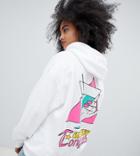 Crooked Tongues Oversized Hoodie In White With Holding Glass Print - White