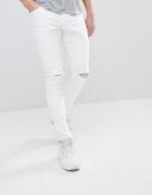 Bershka Skinny Jeans With Rips In White - White