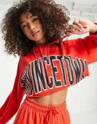 Topshop Princetown Super Crop Hoodie In Red