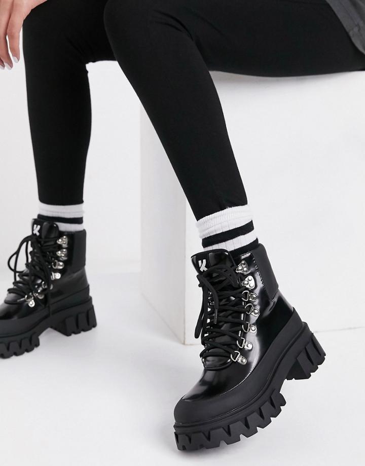 Koi Footwear Syndrome Vegan Chunky Hiker Boots In Black