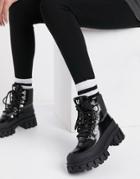 Koi Footwear Syndrome Vegan Chunky Hiker Boots In Black
