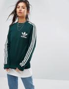 Adidas Originals Long Sleeve Pique Top In Green - Green