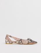 New Look Pointed Loafer In Pink Snake - Pink
